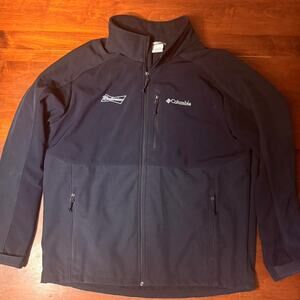 Columbia Budweiser Softshell Jacket Mens XL Black Full Zip Embroidered Logo